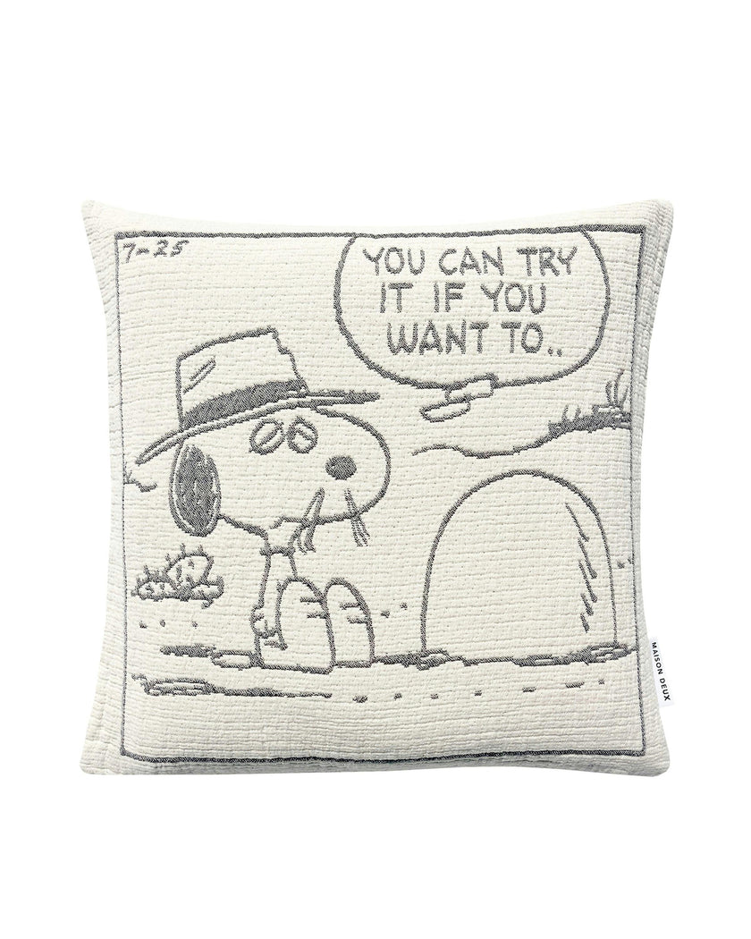 Cushion Cover PEANUTS ROCK Cotton Black / White 20 x 20in