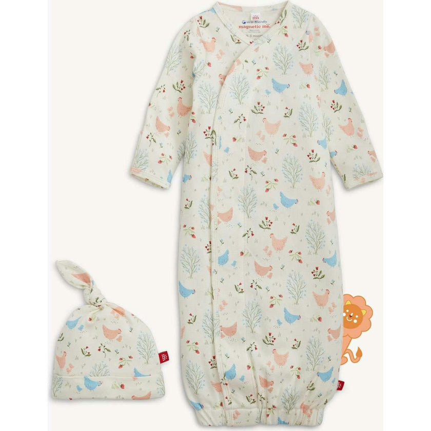 Chicken Tender Org Cot Magnetic Gown+Hat