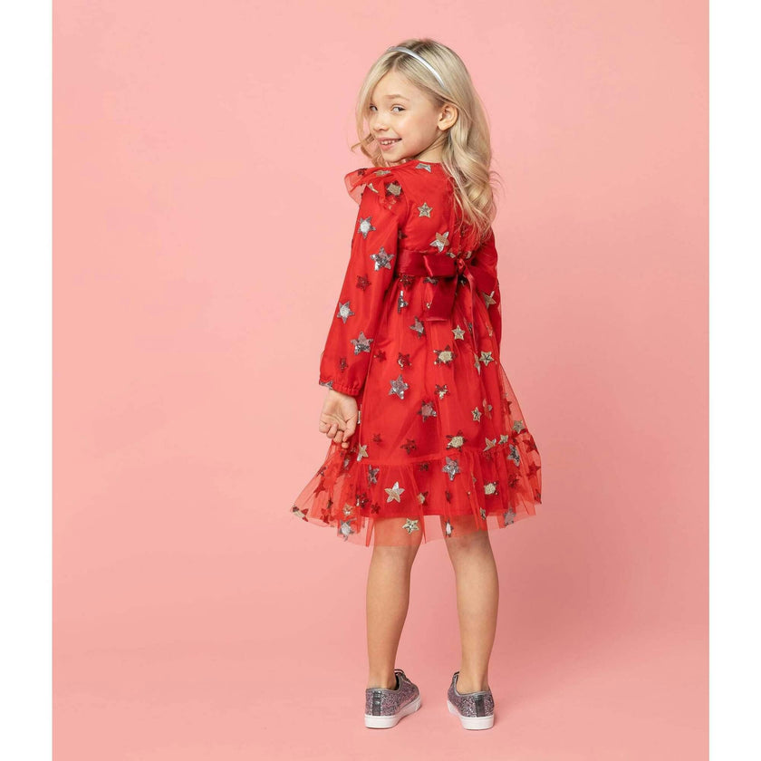 Seren Embroidered Sequin Star Party Dress