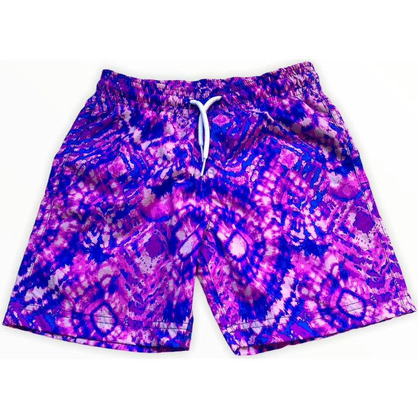 Kids' Geometric Batik Print Quick-Dry Swim Trunks