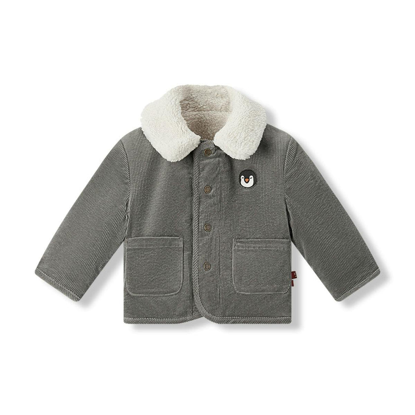Grey Corduroy Sherpa Reversible Jacket