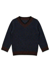 Jacquard Knit V Neck Sweater