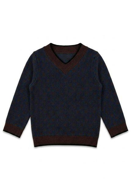 Jacquard Knit V Neck Sweater