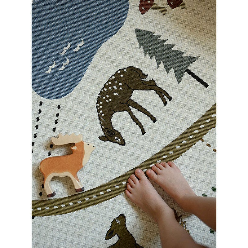 Flat Woven Graphic Print Rectangular Play Rug