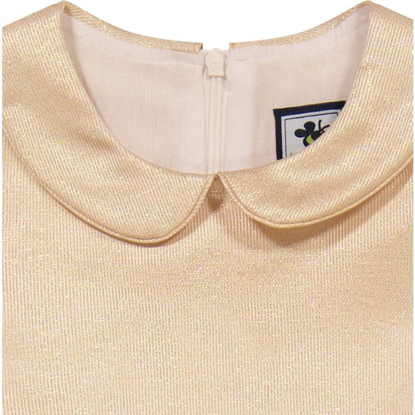 Anna Girls Cap Sleeve Dress, Gold