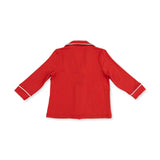 Ribbon Red - Knit Flame Resistant Kids Long Sleeve Coat Style with Pant