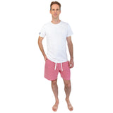 Men's Red Stripe Jersey Sleep Shorts - Organic Stretch Cotton