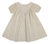 Lemon Blossom Pleated Puff Sleeve Swing Dress