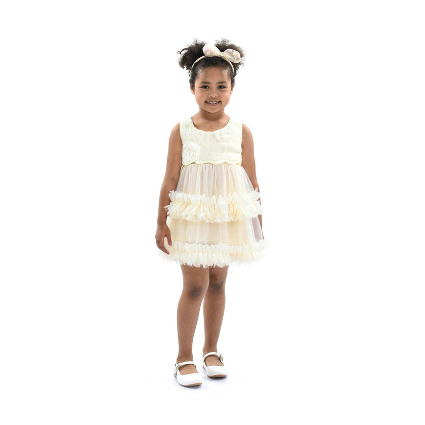 Ivory Flower Layered Tulle Dress