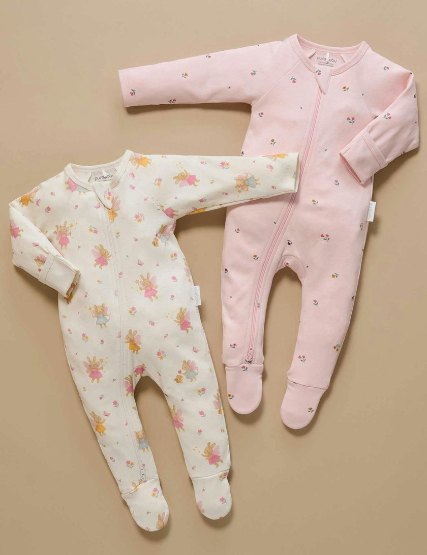 Printed Zip Growsuit Pack Cloud Little Fairies Print