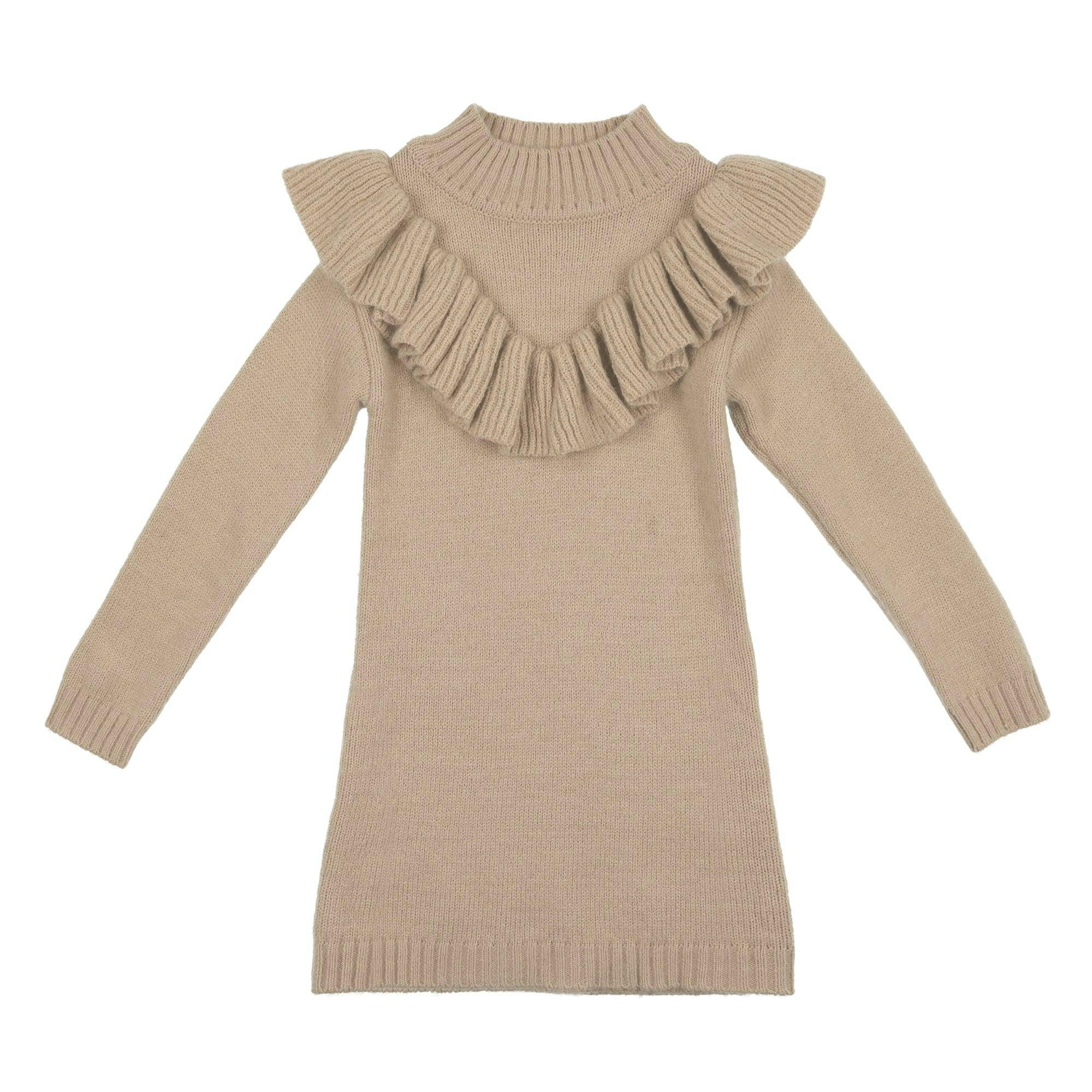 Ruffle Vneck Knit Dress