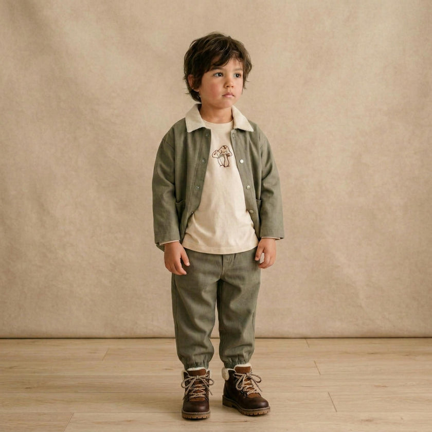 Organic Twill Button Jacket - Olive