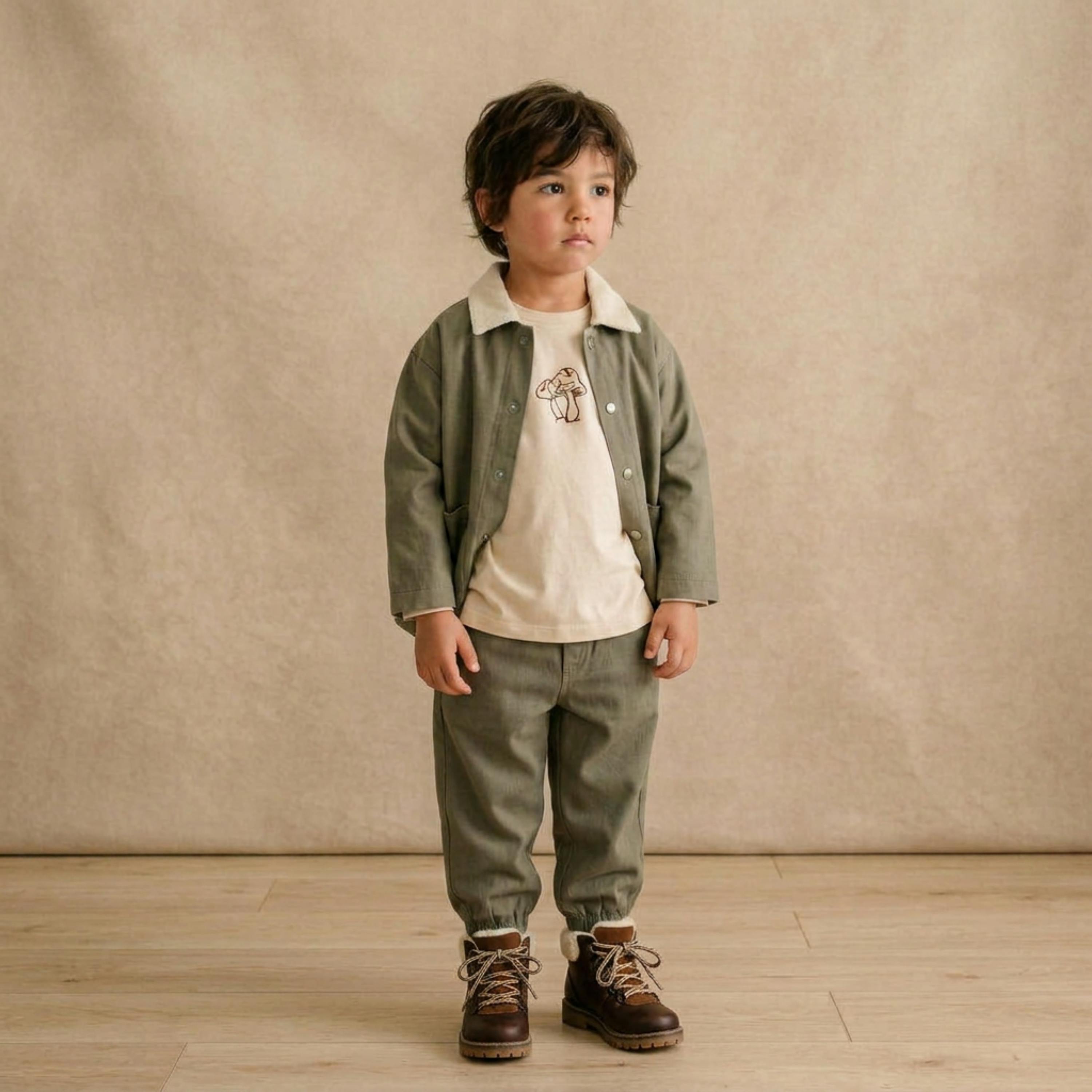 Organic Twill Button Jacket - Olive