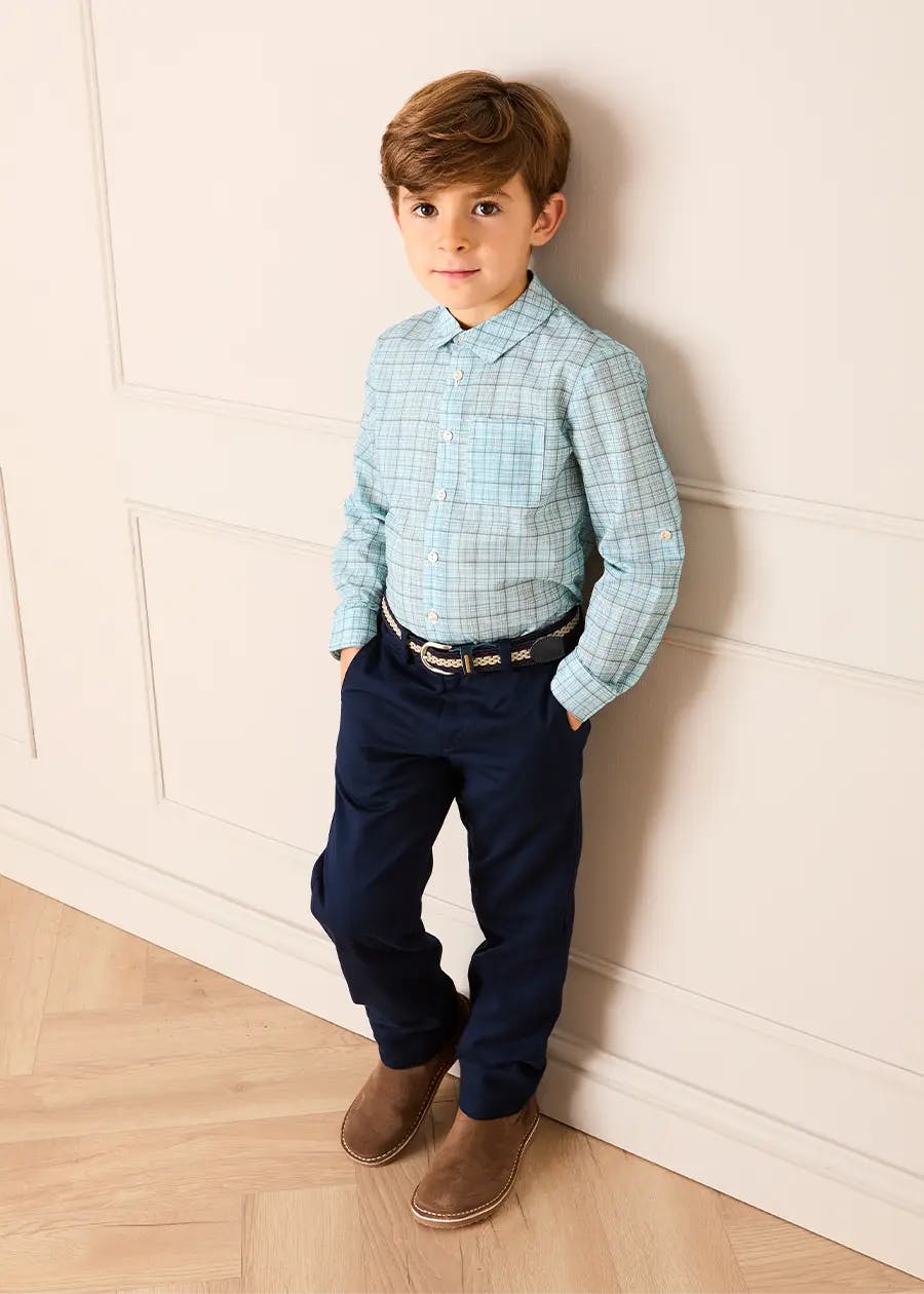 George Check Long Sleeve Shirt in Blue (12mths- 10yrs)