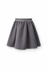 Grey Contrast Trim Tiered Skirt