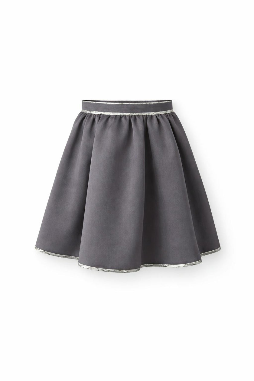 Grey Contrast Trim Tiered Skirt