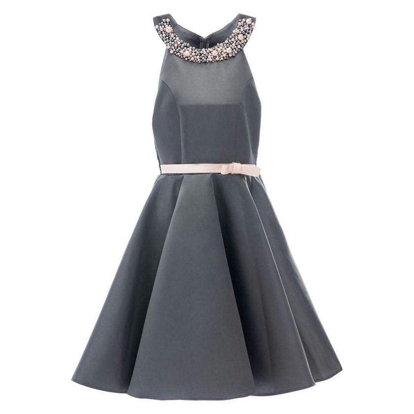 Gray Cardona Pearl Halter Dress