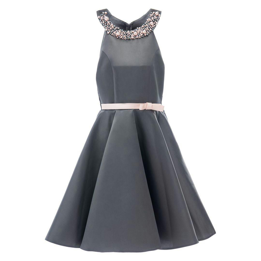 Gray Cardona Pearl Halter Dress