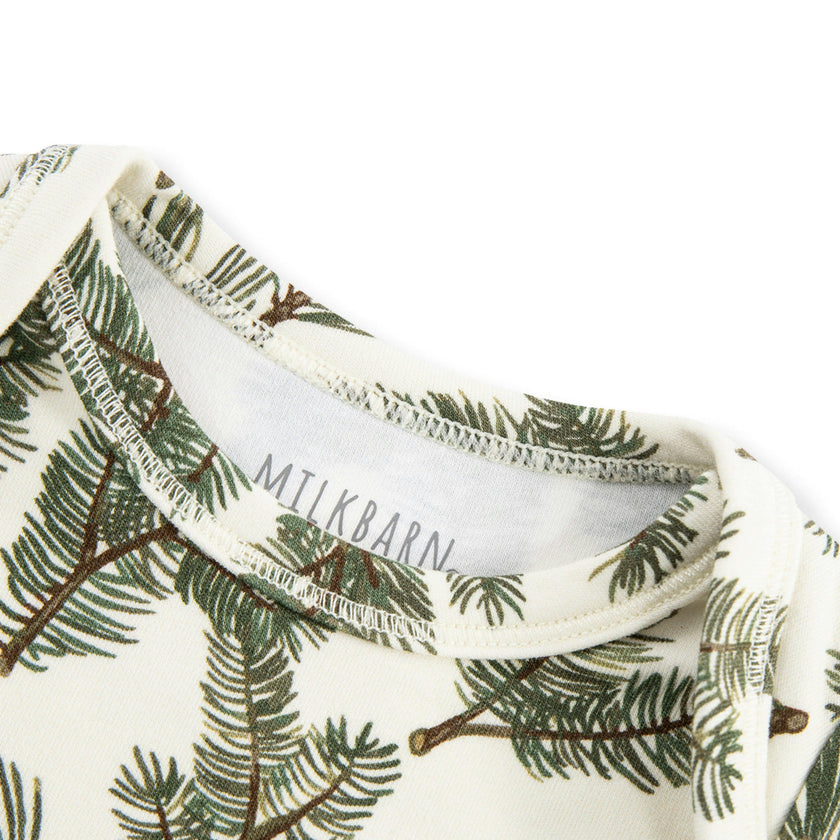 Pine Brushed Newborn Gown & Hat Set