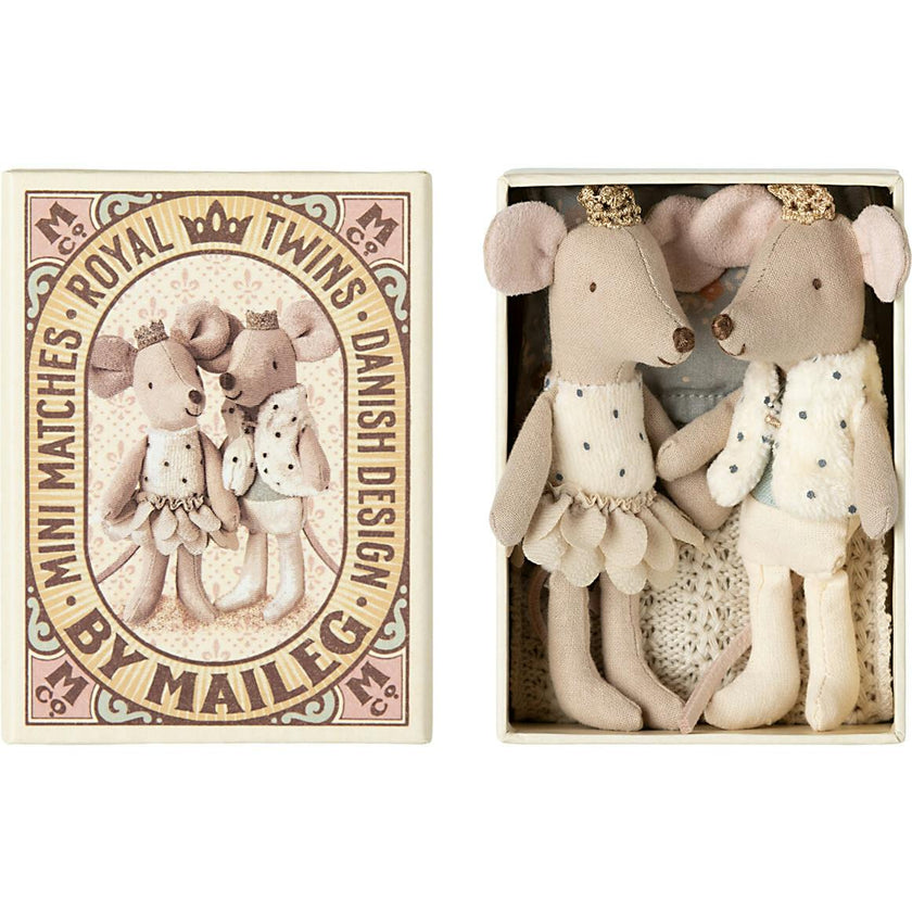 Royal twin mice, Little sister and brother in matchbox