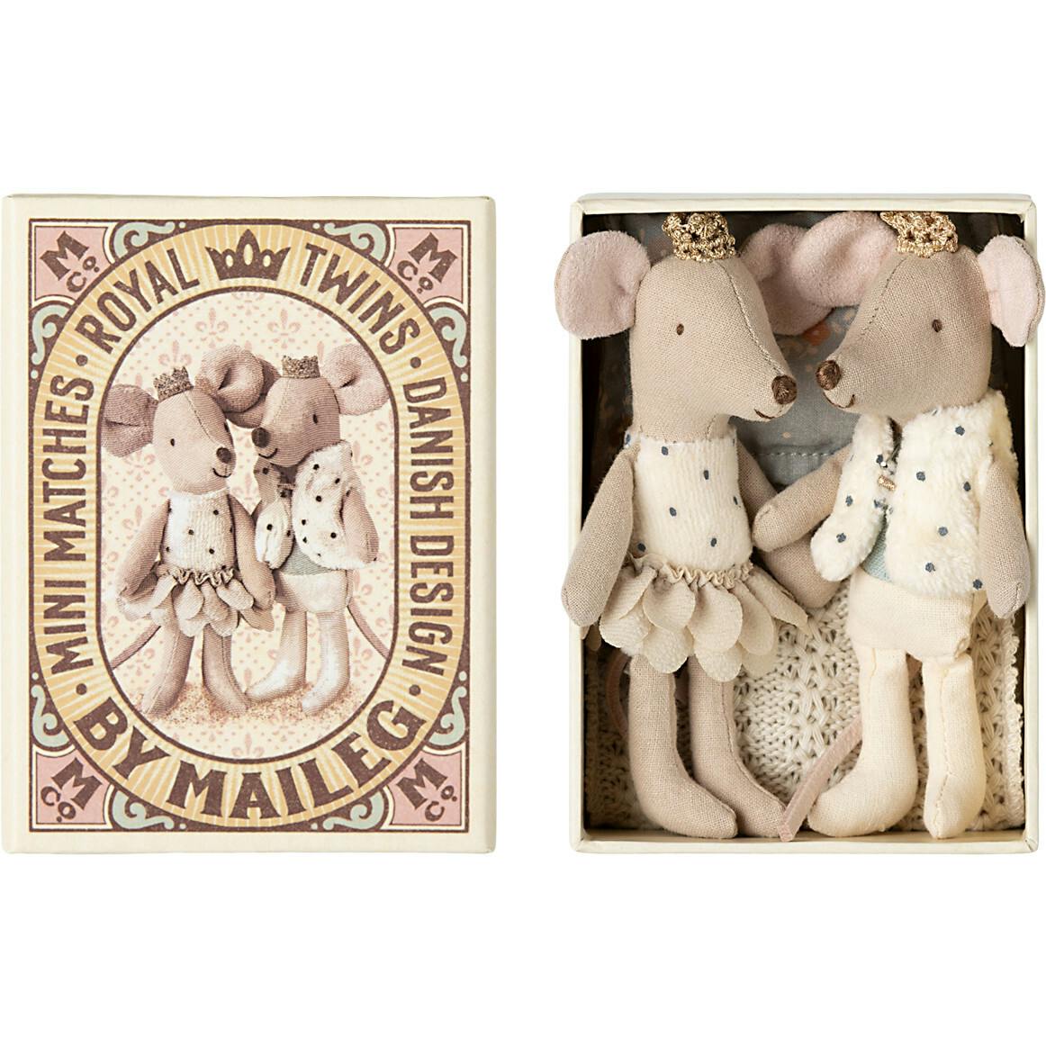 Royal twin mice, Little sister and brother in matchbox