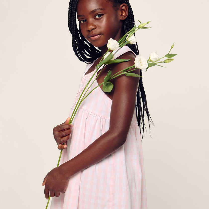 Girl's Twill Charlotte Nightgown in Pink Gingham
