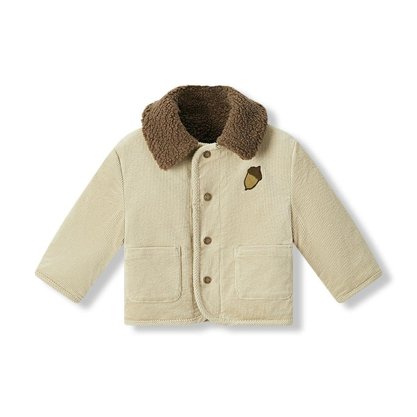 Beige Corduroy Sherpa Reversible Jacket