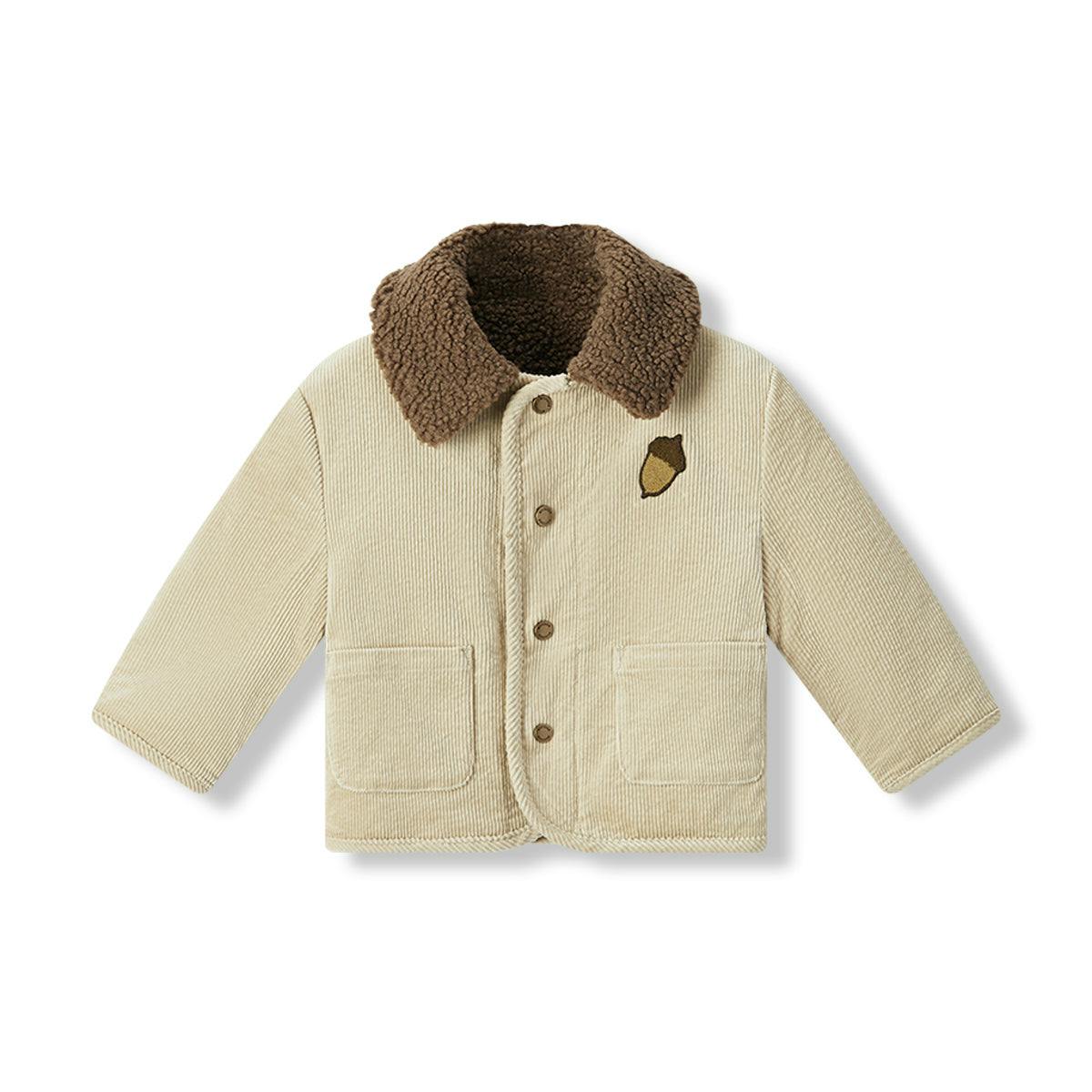 Beige Corduroy Sherpa Reversible Jacket