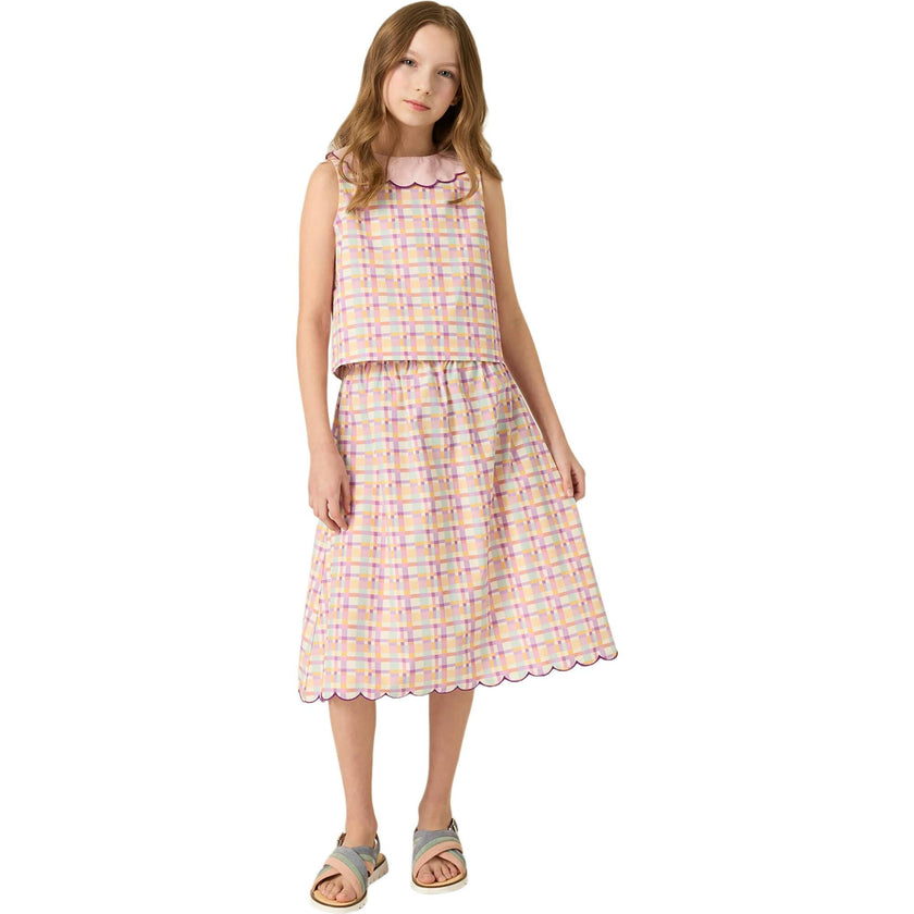 Organic Picnic Skirt in Scallop Plaid