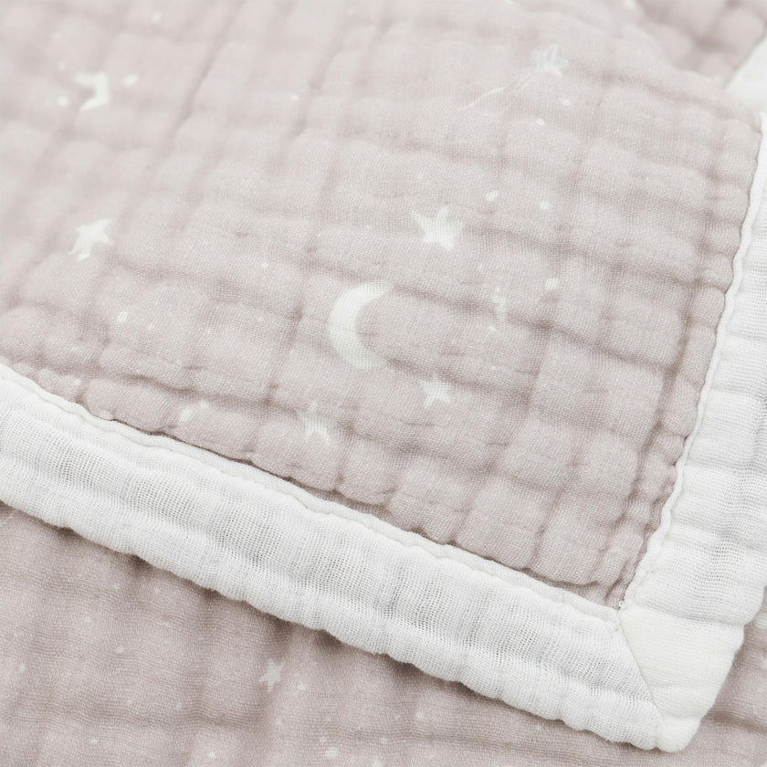 Organic Cotton Muslin Quilted Throw - Moon Dust