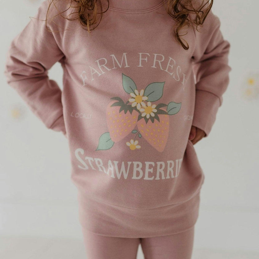 Girls Raglan Sweatshirt in Farm Fresh Strawberries