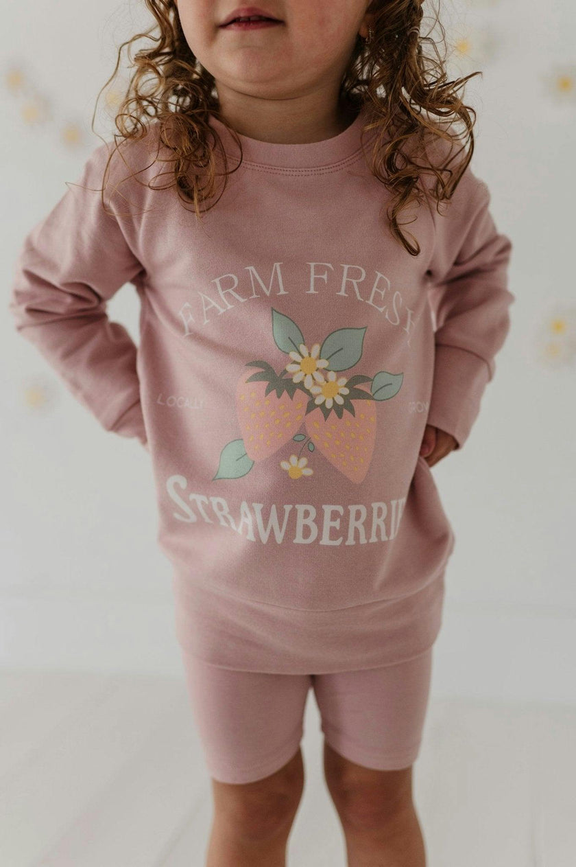 Girls Raglan Sweatshirt in Farm Fresh Strawberries