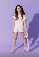 White Rainbow Stripe Short Set
