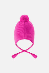Winter Peruvian Knit Hat with Pompom Bright Pink