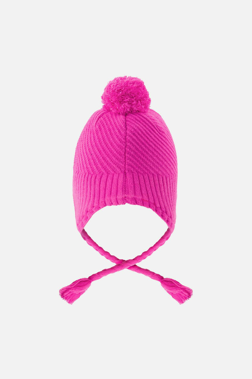 Winter Peruvian Knit Hat with Pompom Bright Pink