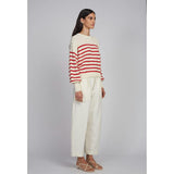 LAYLA STRIPE SWEATER | IVORY + ROSSO