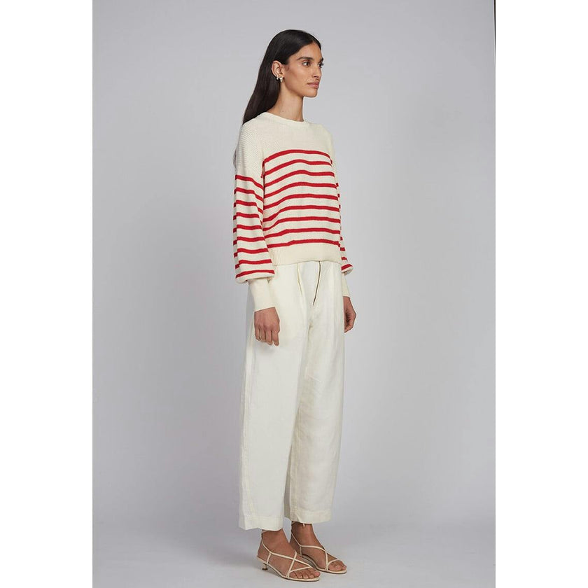 LAYLA STRIPE SWEATER | IVORY + ROSSO