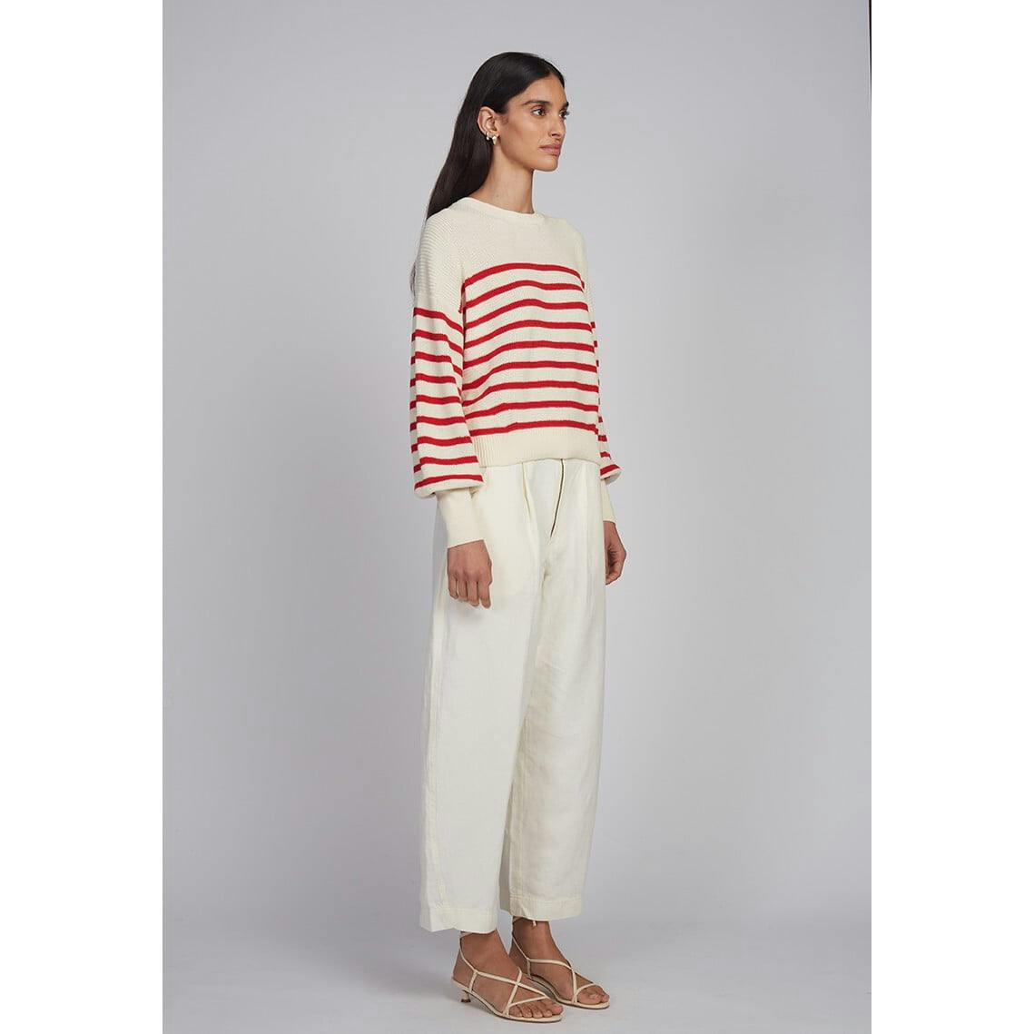 LAYLA STRIPE SWEATER | IVORY + ROSSO