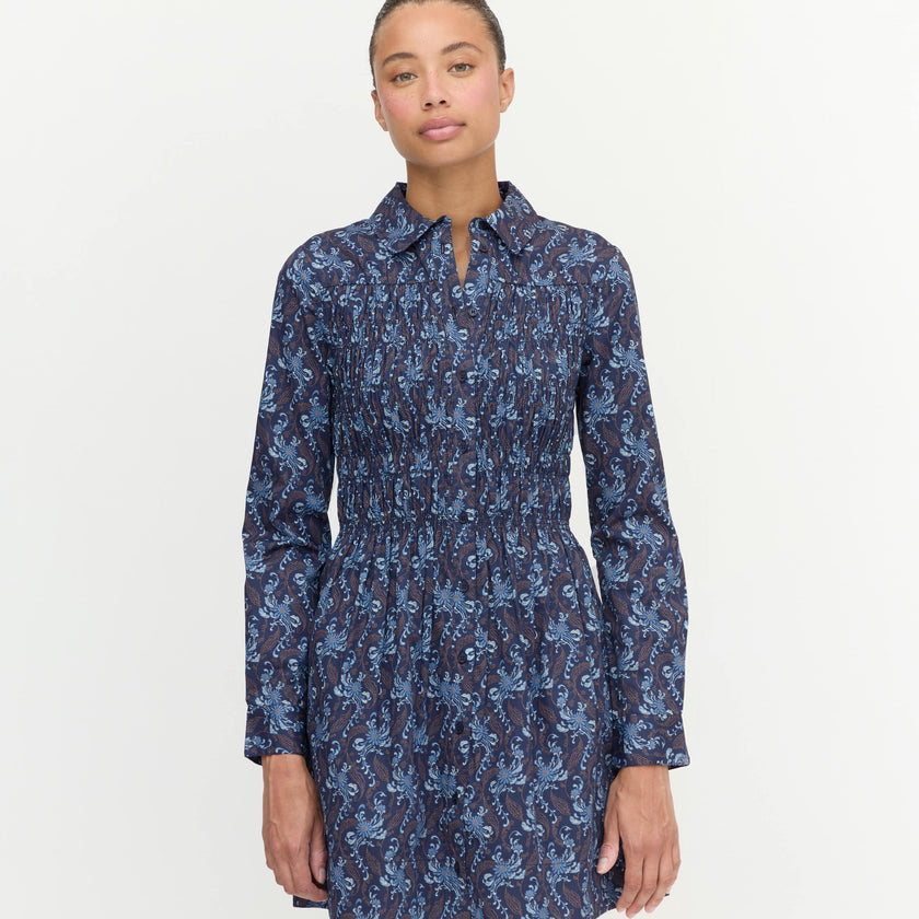 The Mira Dress - Navy Cala Paisley