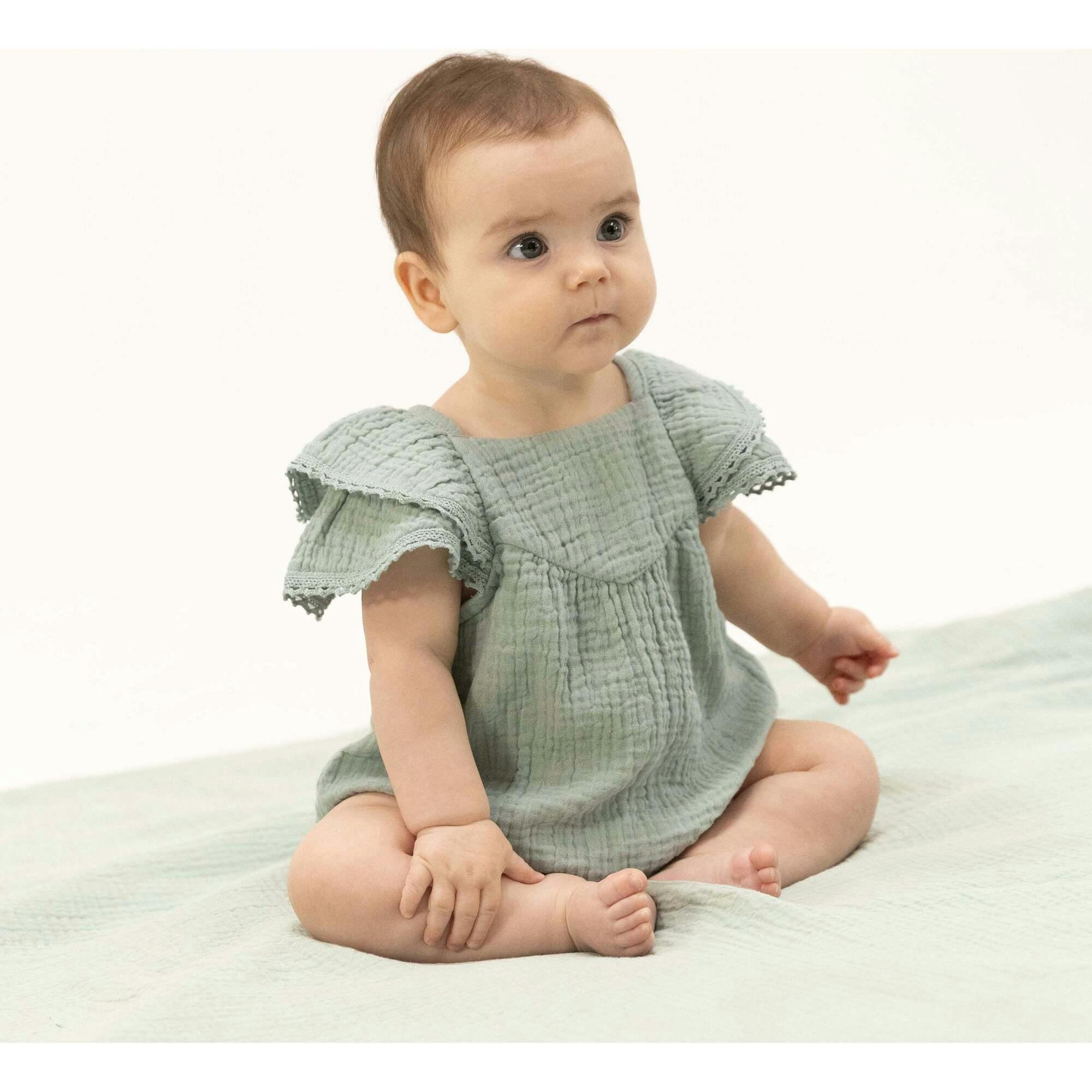 Solid Muslin Jadeite - V-Neck Bubble