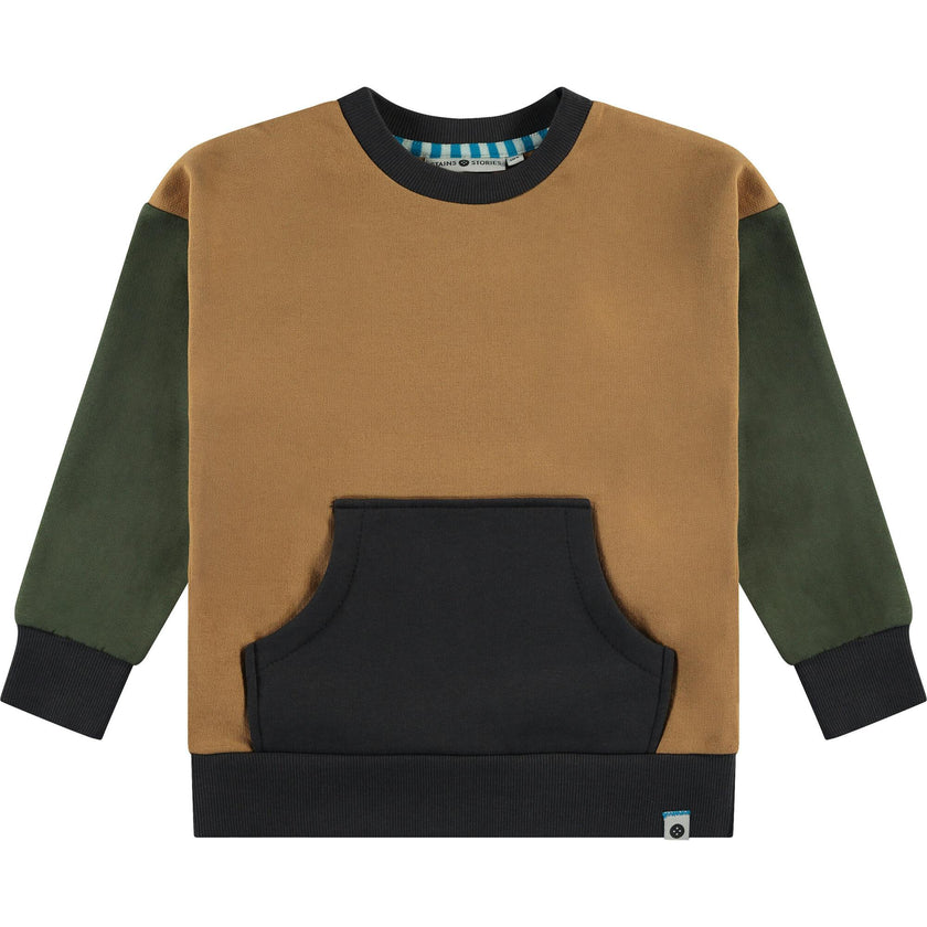 Color-Block Crew Neck Pullover Sweatshirt