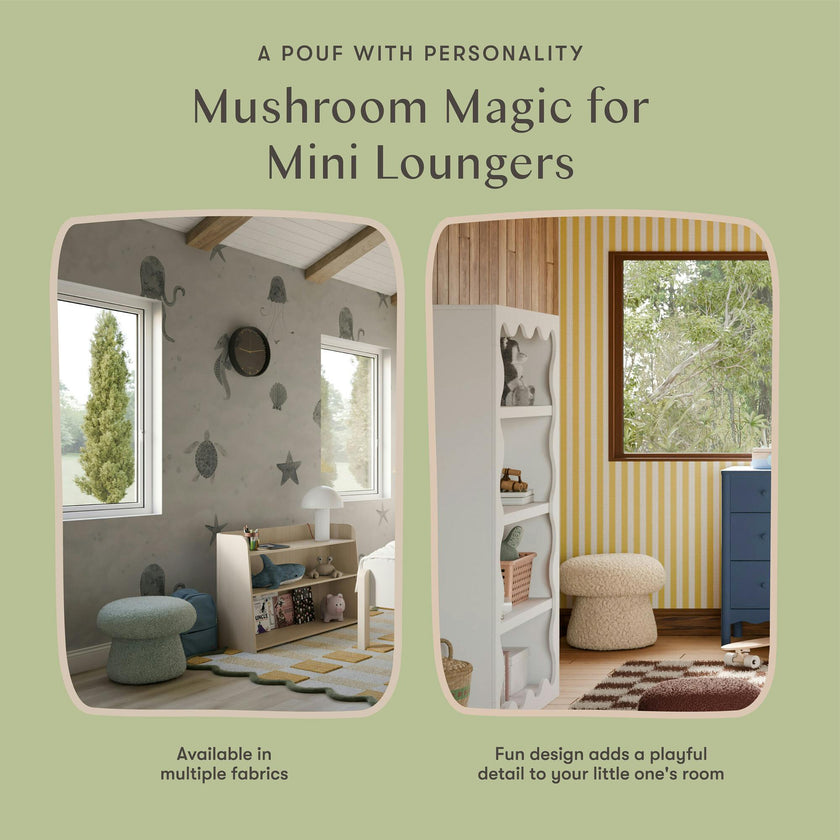 Mushroom Pouf in Chai Shearling