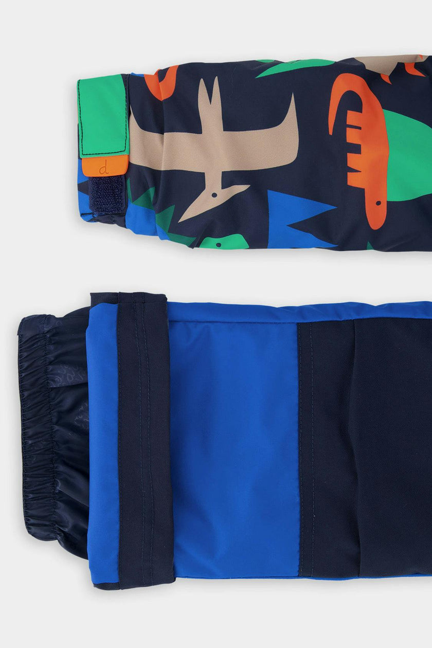 Two Piece Discover Snowsuit Blue Dinosaur Print