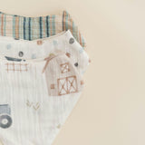 Charlie Tractor Cotton Bandana Baby Bib (3 Pack)
