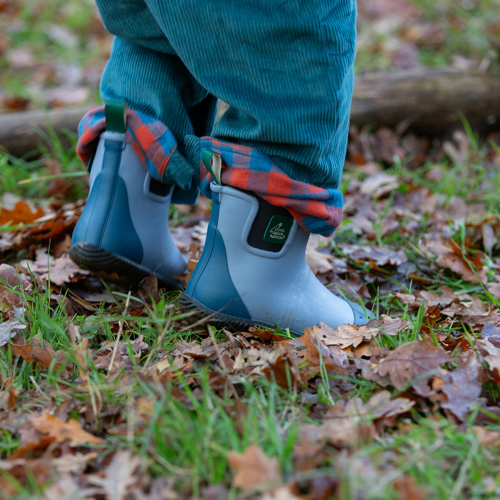Soft Blue Natural Rubber Ankle Rain Boots, Blue