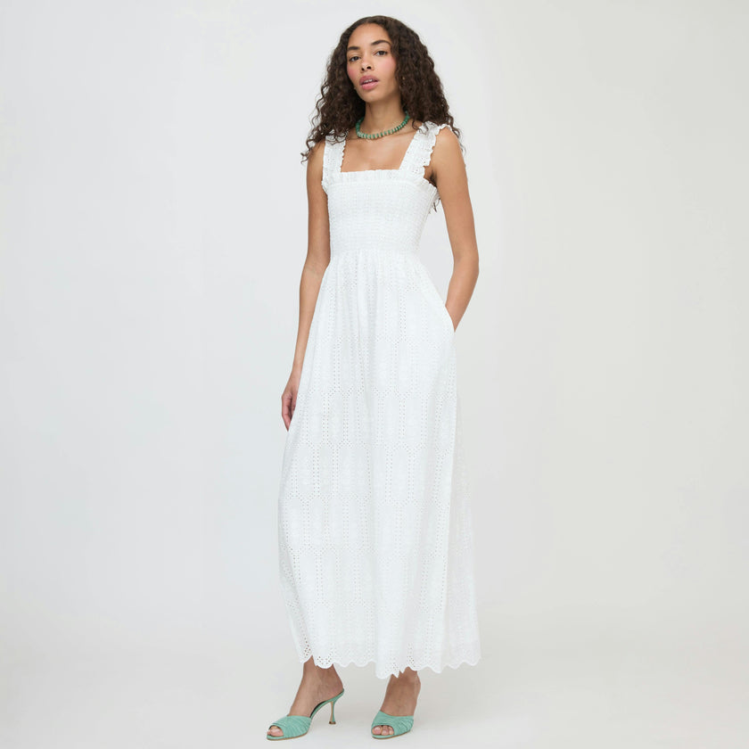 The Ashlyn Nap Dress - White Trellis Broderie