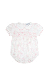 Charming Bows Print Smocked Bubble