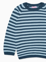 Petrol Blue Stripe Bromo Merino Boy Jumper