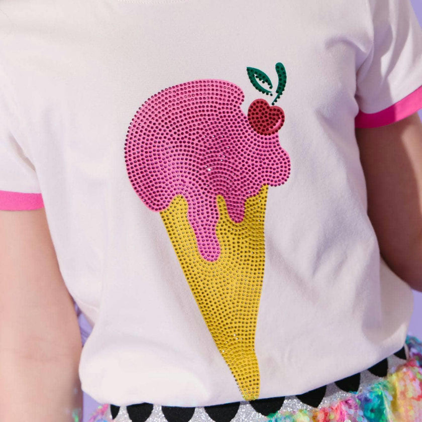 Crystal Ice Cream Piped Crew Neck Tee