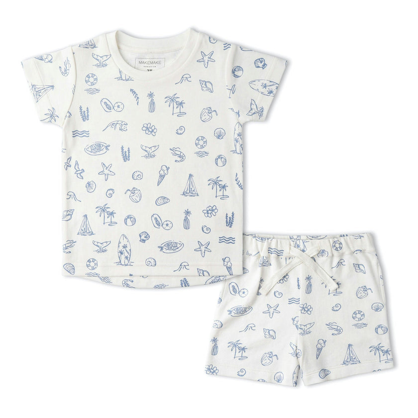 Organic Tee & Shorts Set - Coastal